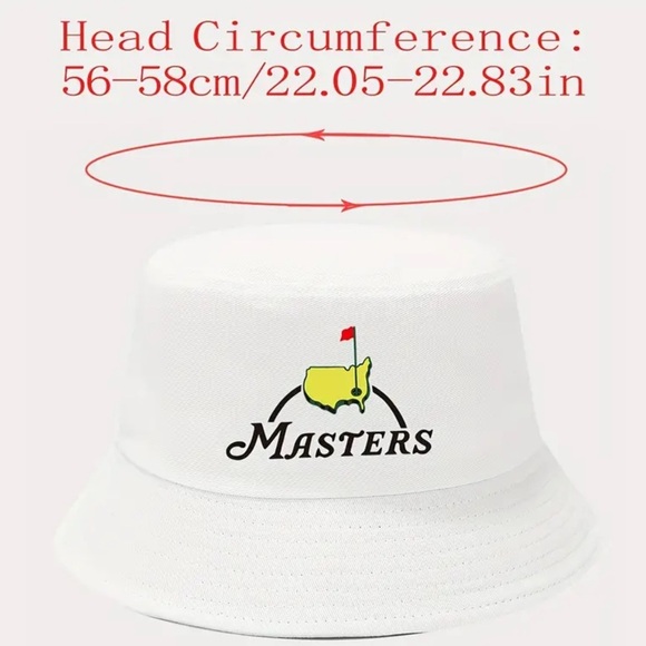 Bucket Hat Masters Golf Logo Cotton Adult Unisex Men Black Multicolor One Size - Picture 2 of 16